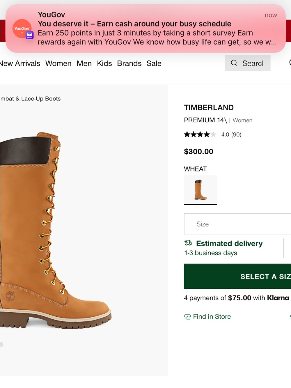 Timberland Women's Lace-Up Tall Boots in Wheat with Dark Collar